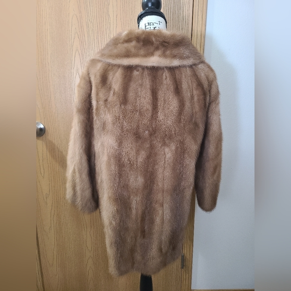Mandels Vintage 60s 70s mobwife Jackie O Hollywood glam Blonde Tan Mink Fur Coat - Picture 3 of 9